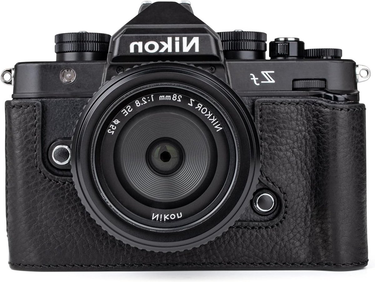 Leren beschermhoes voor Z f/Zf camera, met open onderkant en handvat - Zwart, duurzaam en stijlvol