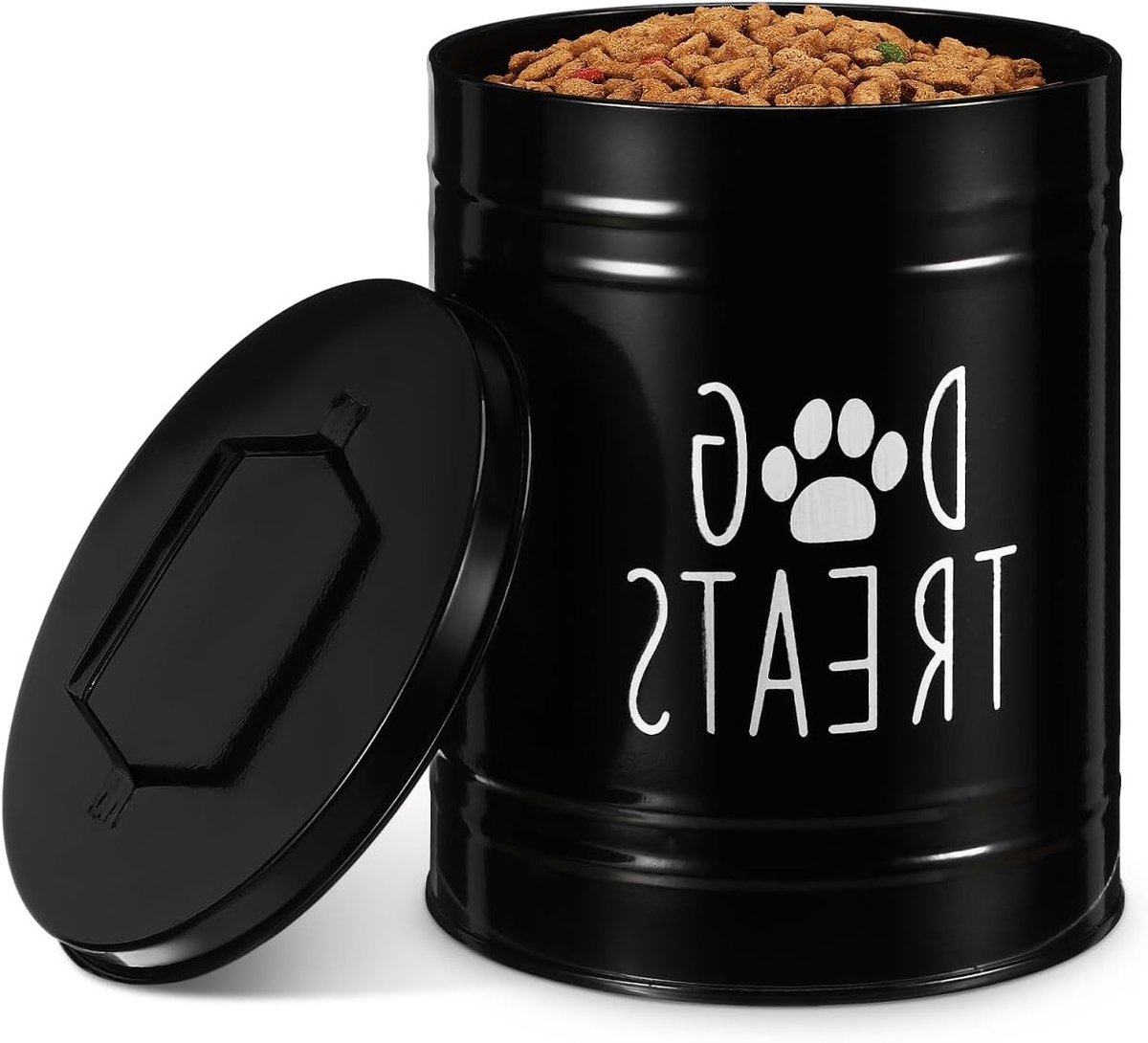 Luchtdichte opbergdoos voor hondenvoer en snacks, metalen hondenlekkernijenblik, veilig en ruimtebesparend voor huisdieren, ideaal voor huisdierbezitters