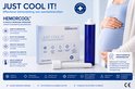 Vrouwenlichaam op een poster met de tekst 'JUST COOL IT!' en informatie over de behandeling van aambeien.