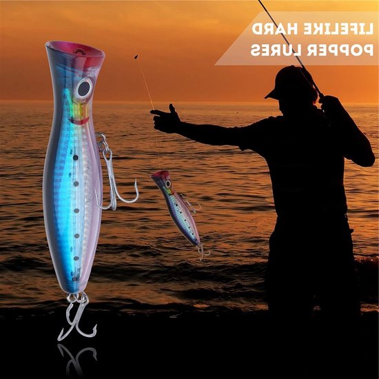 Realistische Popper Aas Swimbaits met Drievoudige Haak voor Effectieve Visvangst (Blauw Paars) van Merkloos — afbeelding 3