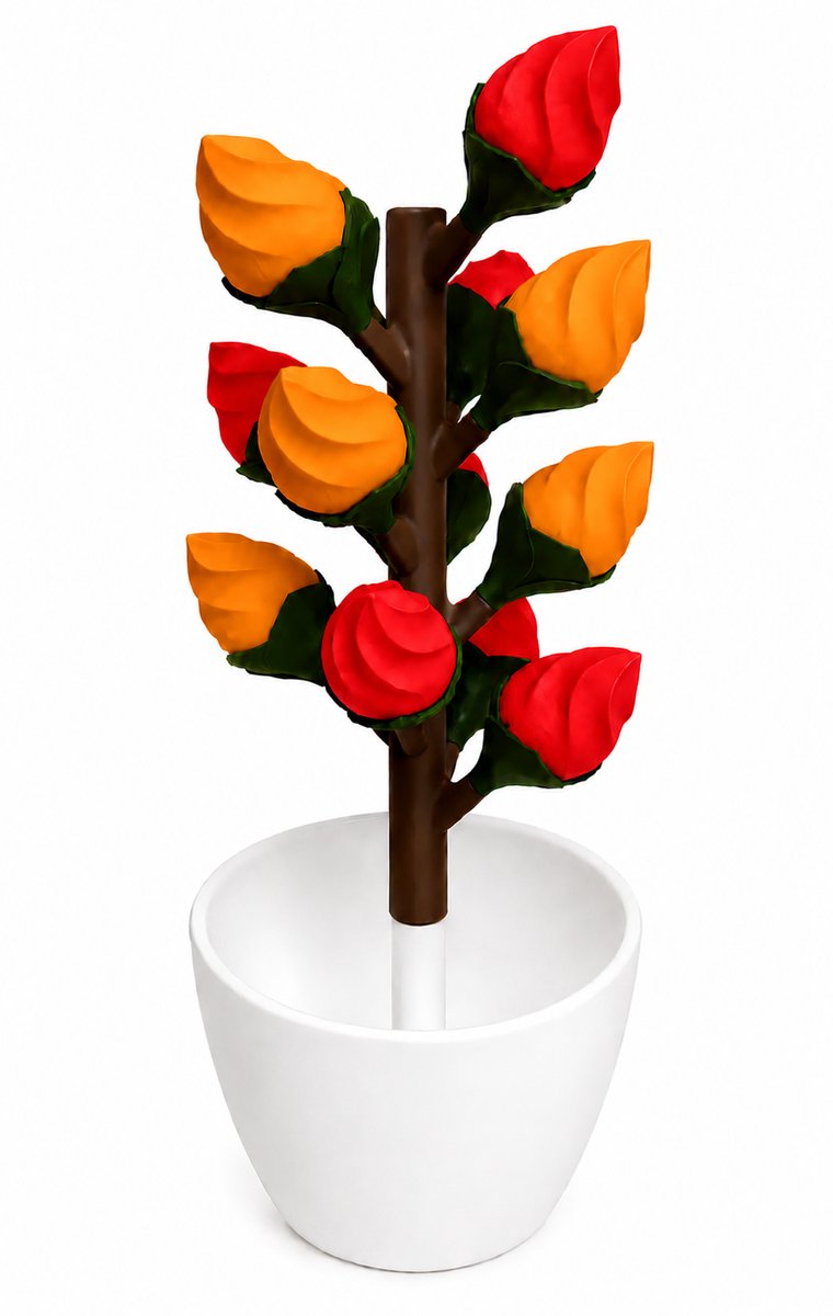Pillendoos 14 Dagen – Bloem Design Medicijndoosje met Magnetische Bloemblaadjes (Rood - Oranje)
