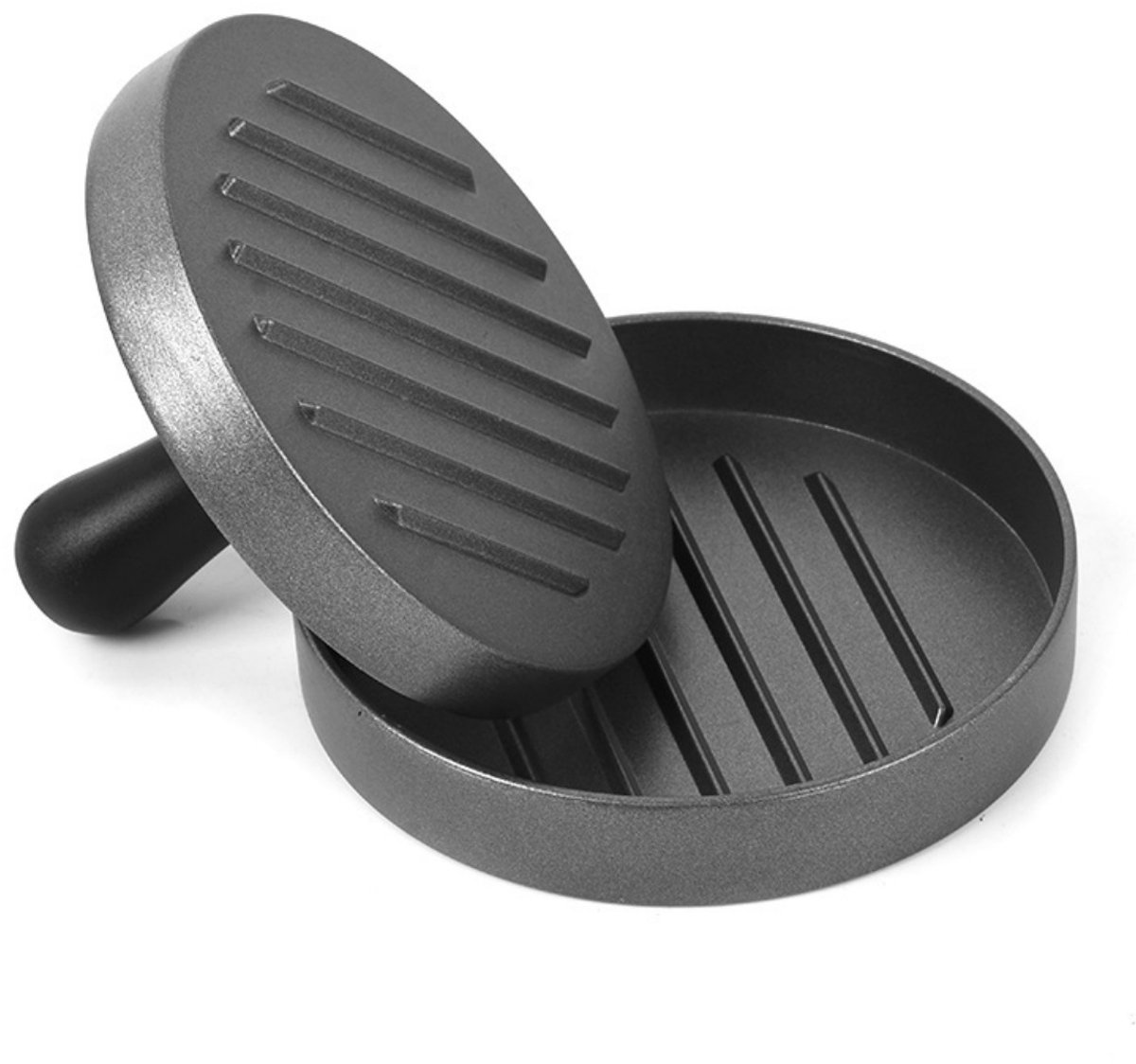 TOVBMUP Hamburgerpers - Pattypers met ABS-handgreep - Antiaanbak hamburgerpers - Vleespattymaker - Gemaakt van zinklegering - 11,6 cm