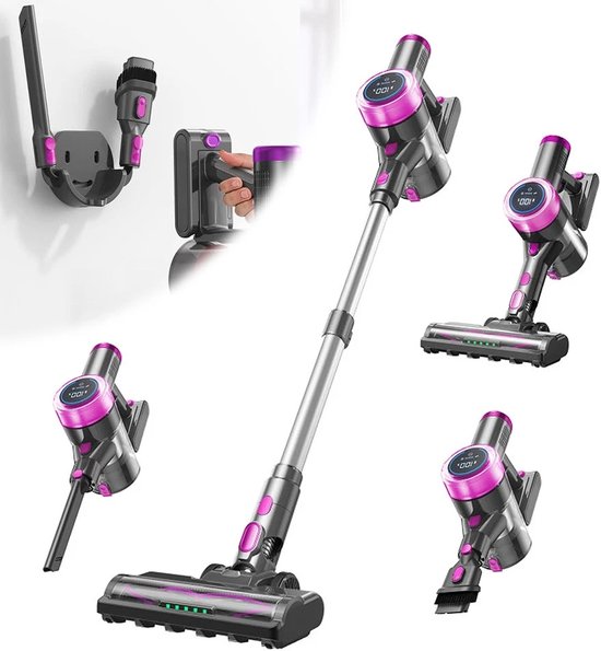 Krachtig Stofzuiger Zonder Zak - Stofzuigers - Vacuum Cleaner Zakloos - Draadloze - 550W - Sterke Zuigkracht - HEPA Filter - Anti-Haar-Wickel-Bürste - voor dierenharen, tapijt en harde vloeren - gering gewicht