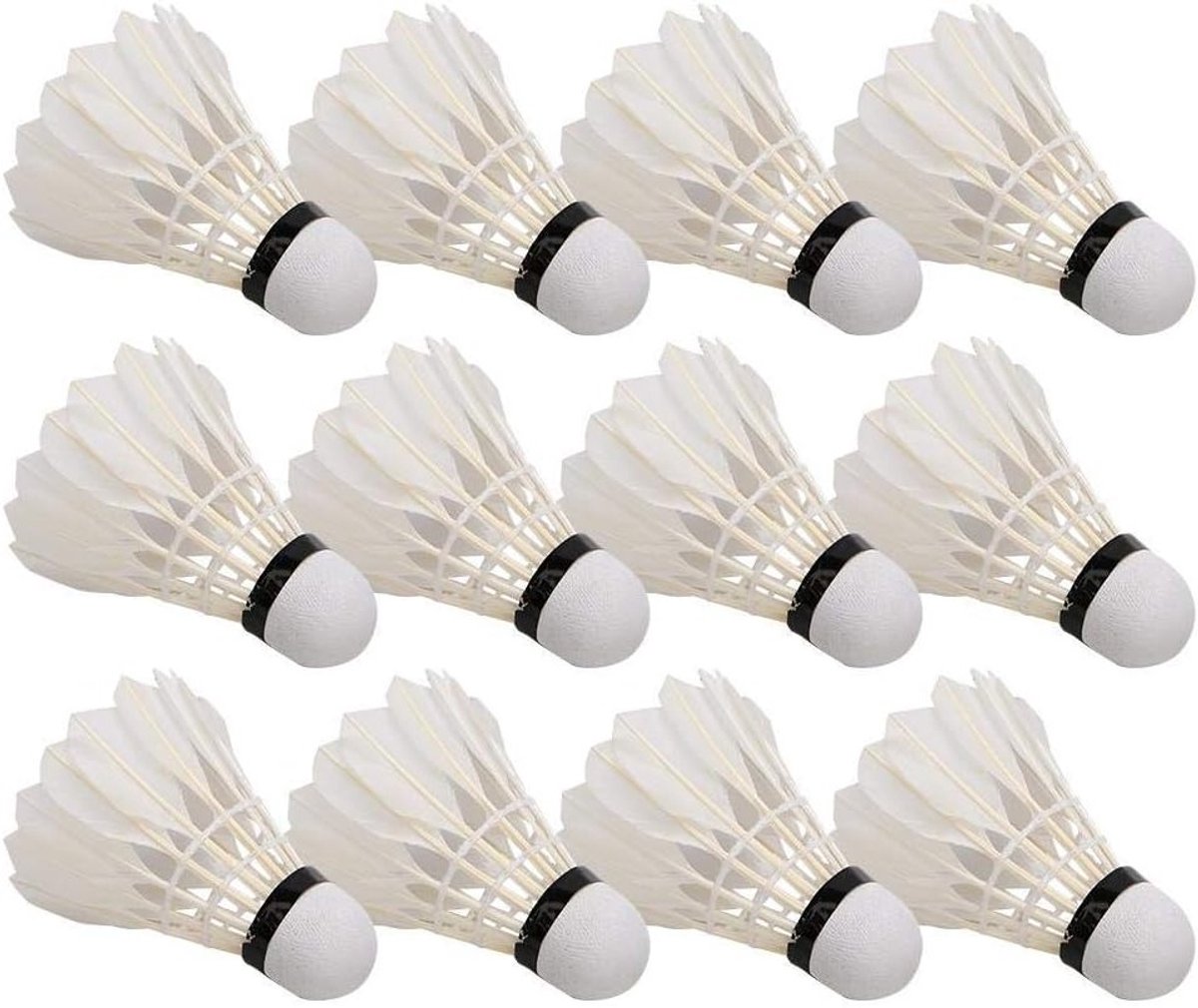 12PCS Badminton Shuttlecocks van Eendenvveren voor Stabiliteit en Duurzaamheid in Binnen- en Buitenspellen