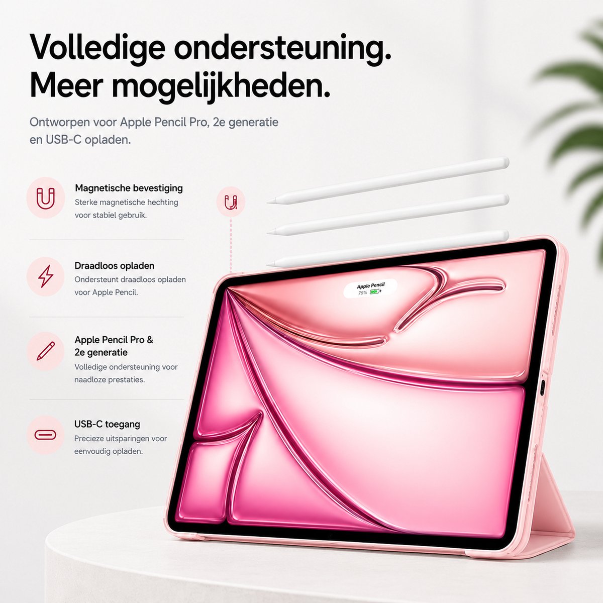 Sounix Tablet Hoes Geschikt voor Apple iPad 11 (2025) A16/iPad 10.9 Inch 10e generatie (2022) - Hoesje - Roze – foto 3