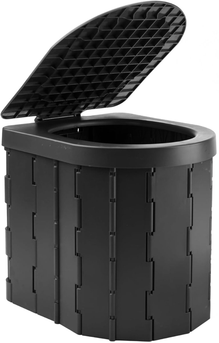 DnA® Toiletemmer Met Deksel - Toiletemmer - Draagbaar Toilet - Zwart - 29cm x 27cm x 31cm