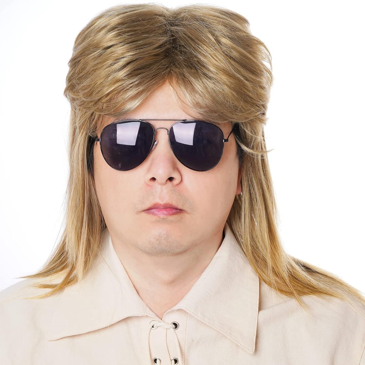 Blonde Synthesische Haarperruque voor Mannen uit de Jaren '80 - Perfect voor Feestjes, Cosplay en Kostuums