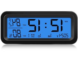 Digitale Auto Klok met Thermometer en Hygrometer, 3-in-1 Zonne-energie Dashboard Klok met Automatische Achtergrondverlichting voor Temperatuur en Vochtigheid Monitoring