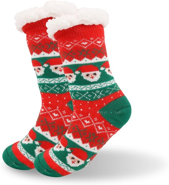 Dikke, warme en grappige kerstkousen voor dames 39-42 met antislip en leuke rendierprint, perfect als cadeau