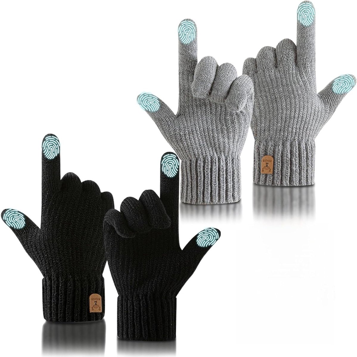 Winterhandschoenen met Fleece Voering voor Mannen en Vrouwen - Warm, Rekbaar en Dikke Geweven Thermische Touchscreen Handschoenen voor Buitenactiviteiten, Hardlopen en Fietsen