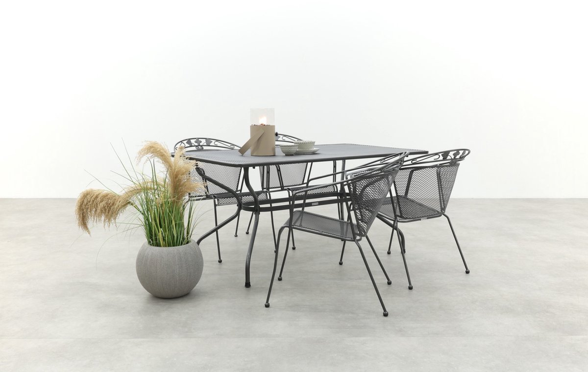 Royal Garden Elegance stapelbare tuinset strekmetaal 160x90 cm.