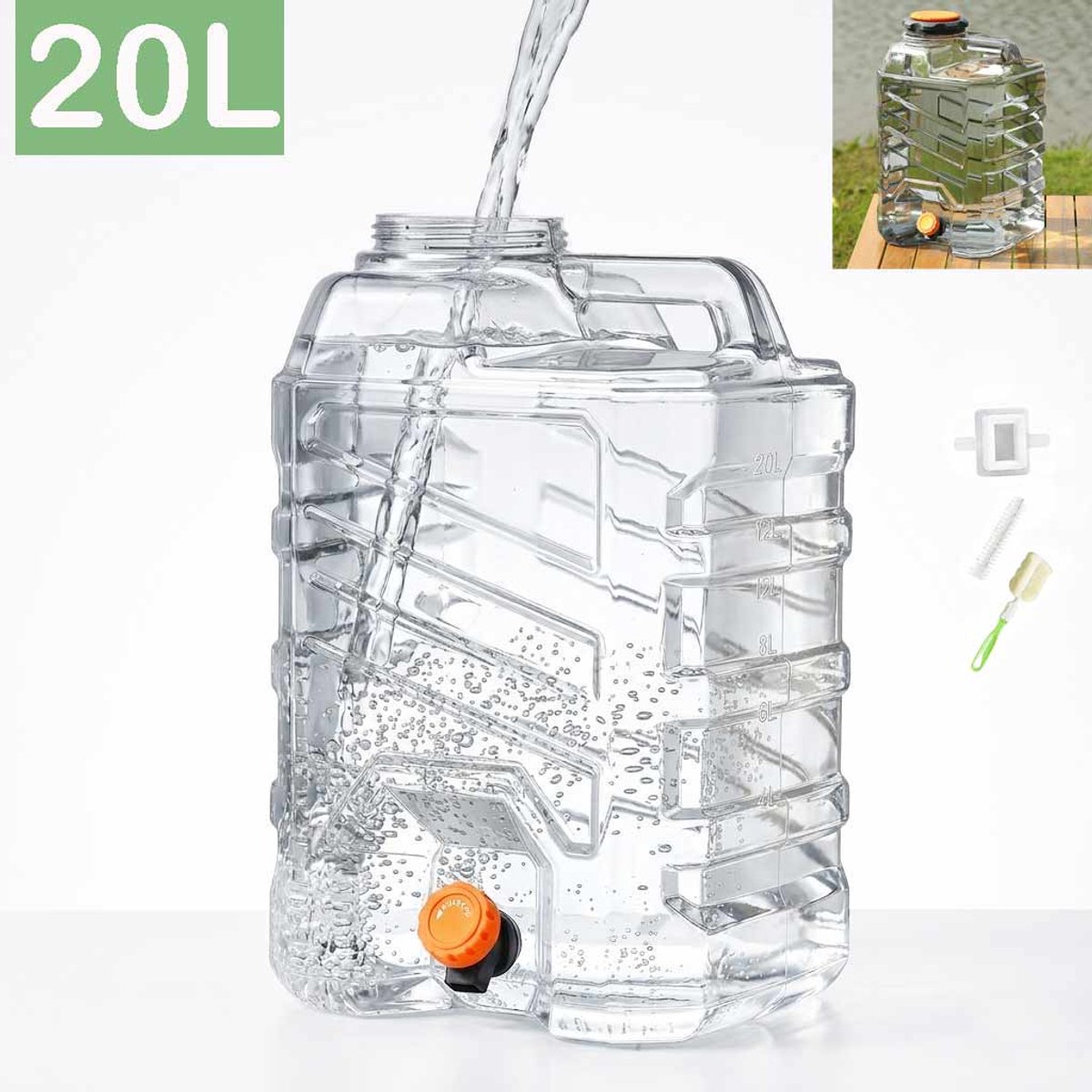 Meedeer 20L Watercontainer-Jerrycan-extra dik Water Tank-Met Tapkraantje-Grote waterinlaat-Lichtgewicht-Voor Campings,Lange reis