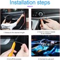 Installatiestappen voor auto-interieurverlichting, inclusief meten, inbrengen en knippen.