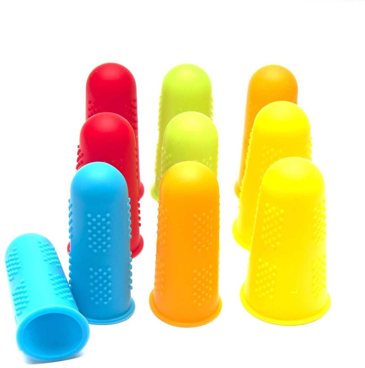 Siliconen Vingerbeschermers - Antislip Vingerkappen voor Heet Lijmpistool, Tuinieren en Knutselen - 10 Stuks in 5 Kleuren en 3 Maten