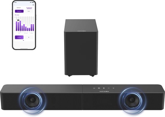 ULTIMEA Poseidon R3T 2.1-kanaals soundbar met draadloze subwoofer, app-bediening, soundbar voor Smart TV, Bluetooth 6.0, HDMI, optisch