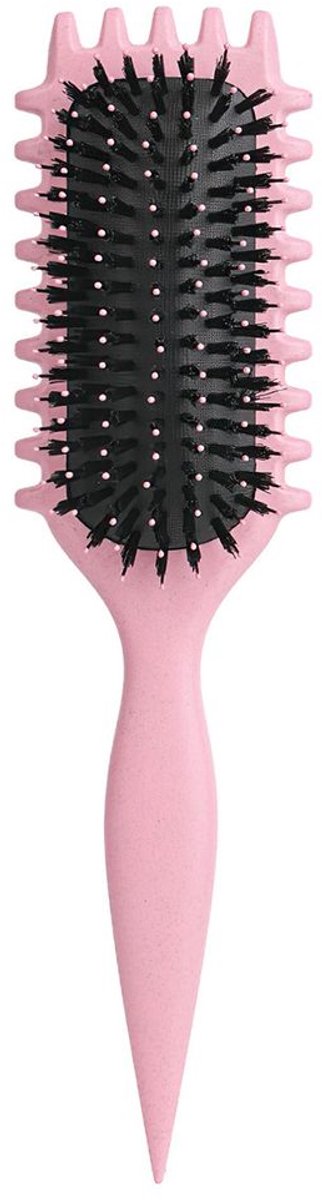 Krulborstel, haarstylingborstel voor krullen, borstel met haren, roze haarstylingborstel voor dames