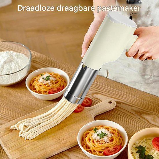 longziming - Elektrische Pastamachine - Pasta Maker Pistool - Pasta Maker Elektrisch - Vijf Vormopzetstukken - RVS 304 - Compact - En Lichtgewicht - Ideaal Voor Kamperen En Thuis - 1 Stuk - Wit van longziming — afbeelding 4