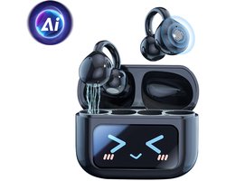M100 - Open Ear Oortjes - Oortjes Draadloos - Sport Oordopjes - AI vertaalfunctie - 5.4 Bluetooth - Clip On - Hardlopen - 48 uur - Spatwaterdicht - XP67 - Oorclips - Zwart