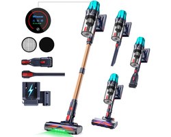 BLOSSOM Steelstofzuiger Draadloos - 650W - Kruimeldief - 55kPa Zuigkracht - Tot 65 Min Accuduur - Groene Laser - HEPA Filter - zonder zak - Blauw/Goud