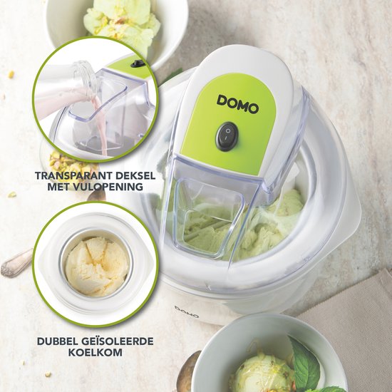 DOMO DO9304I IJsmachine met Vrieskom - IJsmaker - Roomijs - Sorbet - Frozen Yoghurt - 1,5 liter - Wit van Merkloos — afbeelding 3