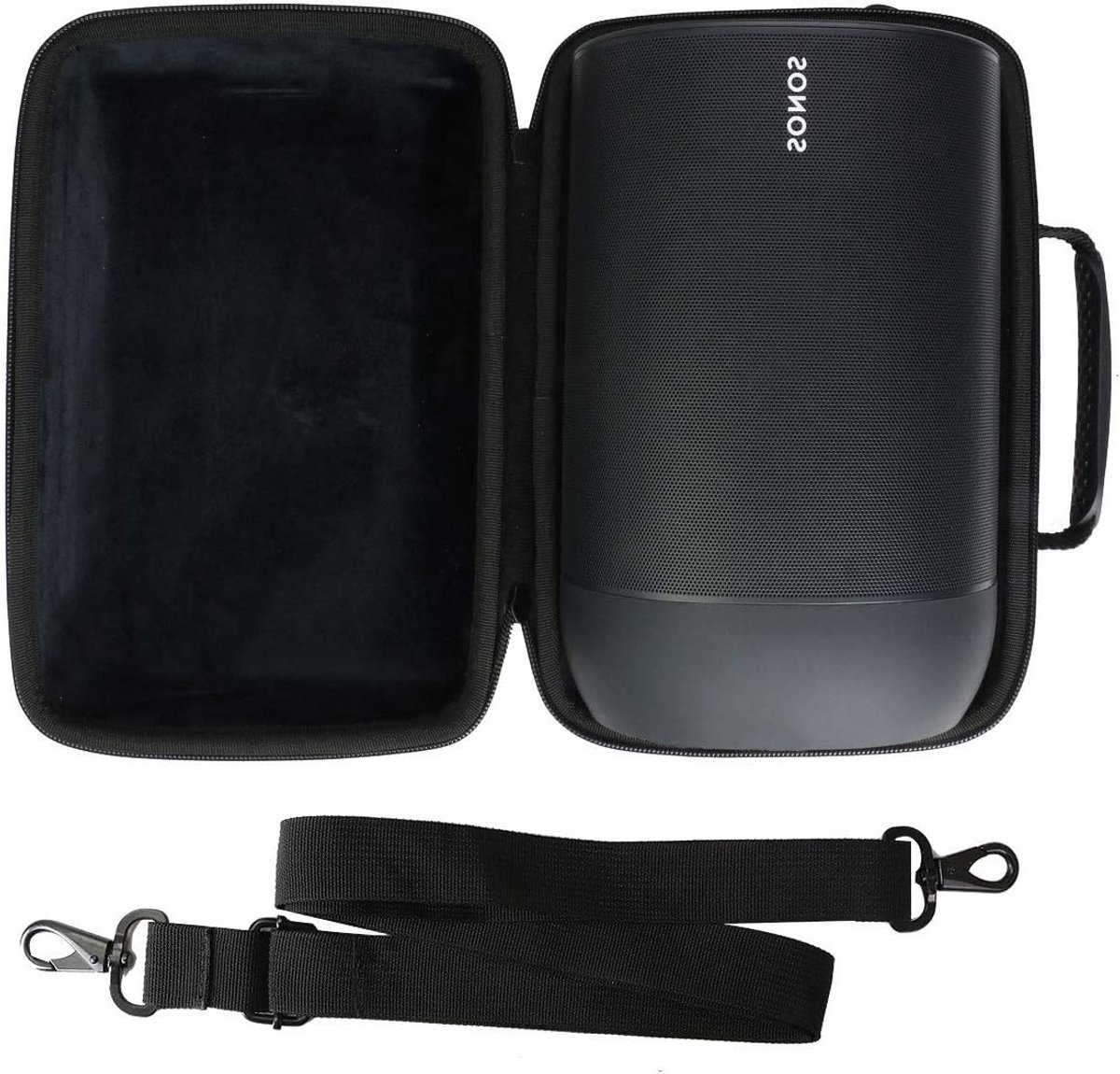 Draagbare Hard Case voor Move Smart Speaker met Schouderband, Geschikt voor Oplader en Kabels, Zwart