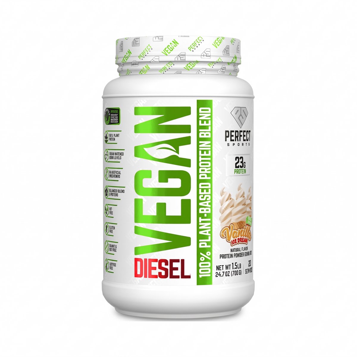 Perfect Sports Diesel Vegan 100% Plant-Based Protein (700g) Vanilla Ice Dream - Eiwitten - Veganistisch eiwit