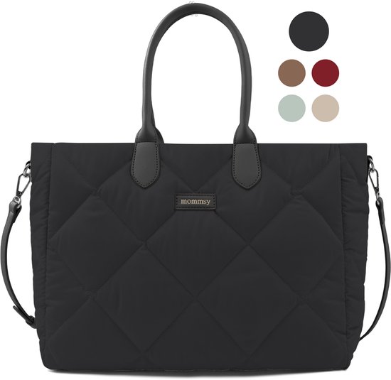 Mommsy Luiertas – Verzorgingstas – Thermo Vak – Gewatteerde Puffer Stof – Extra Ruim – Waterafstotend – Organizer – Lichtgewicht – Zwart