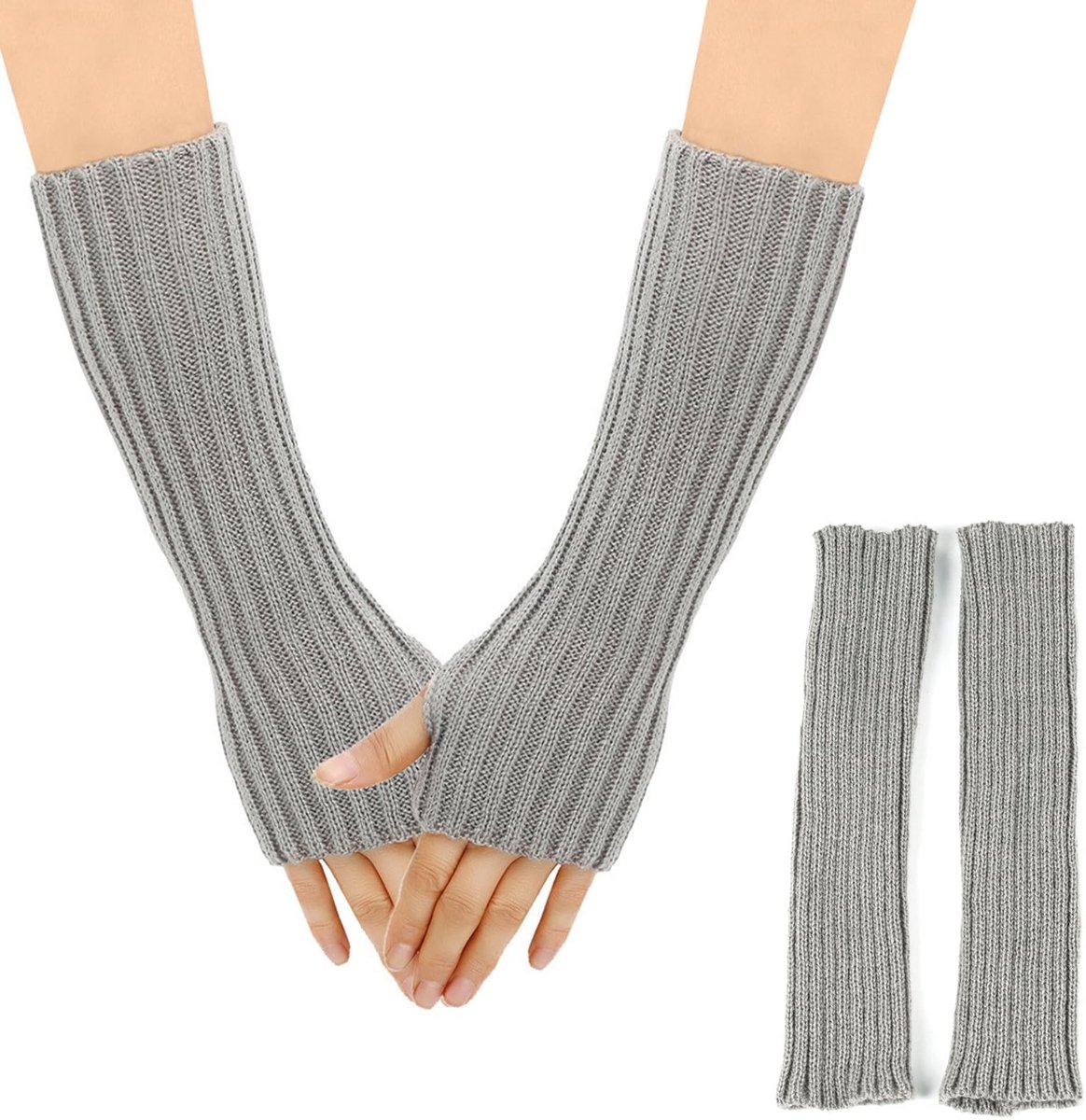 Allecto - Vingerloze winterhandschoenen - Gebreid - Halve vingers - Warm - Fietsen - Dames en heren - Met duimgat