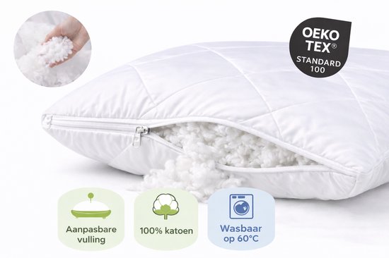 Princess Line Meegroei Kinderkussen - 60x70 cm - Oeko-Tex - Anti-allergisch - Verstelbaar met Rits - Wasbaar