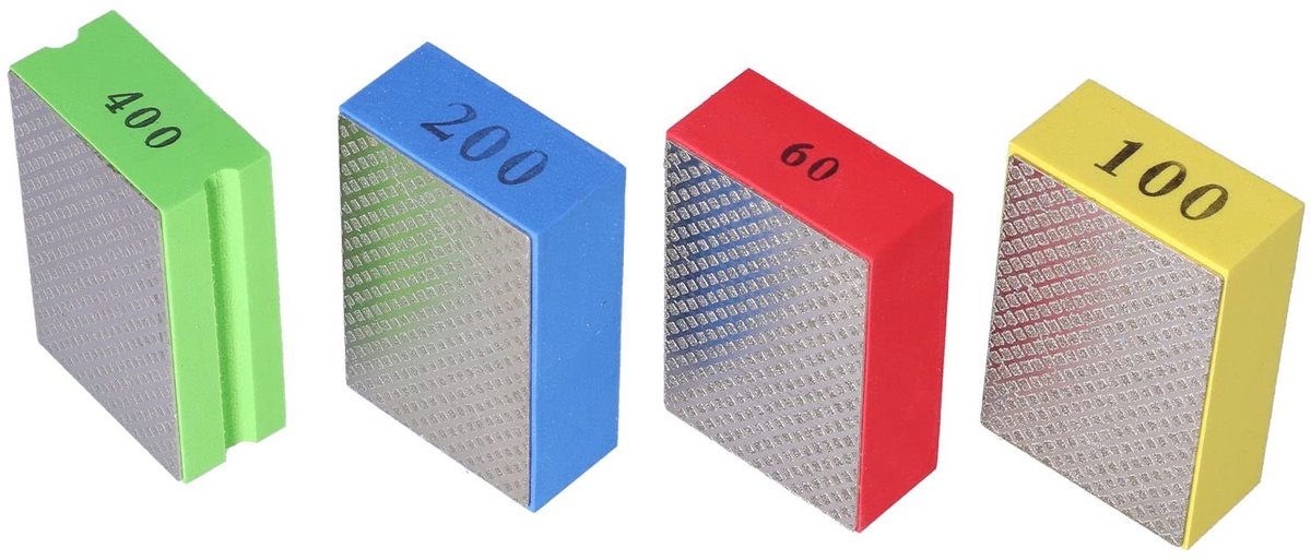 Allecto - Diamant Hand Polijstpads - 4 Stuks - Herbruikbare Schuurblokken - Multicolor - Voor Tegel en Steen - Geschikt voor Fijn en Grof Slijpen