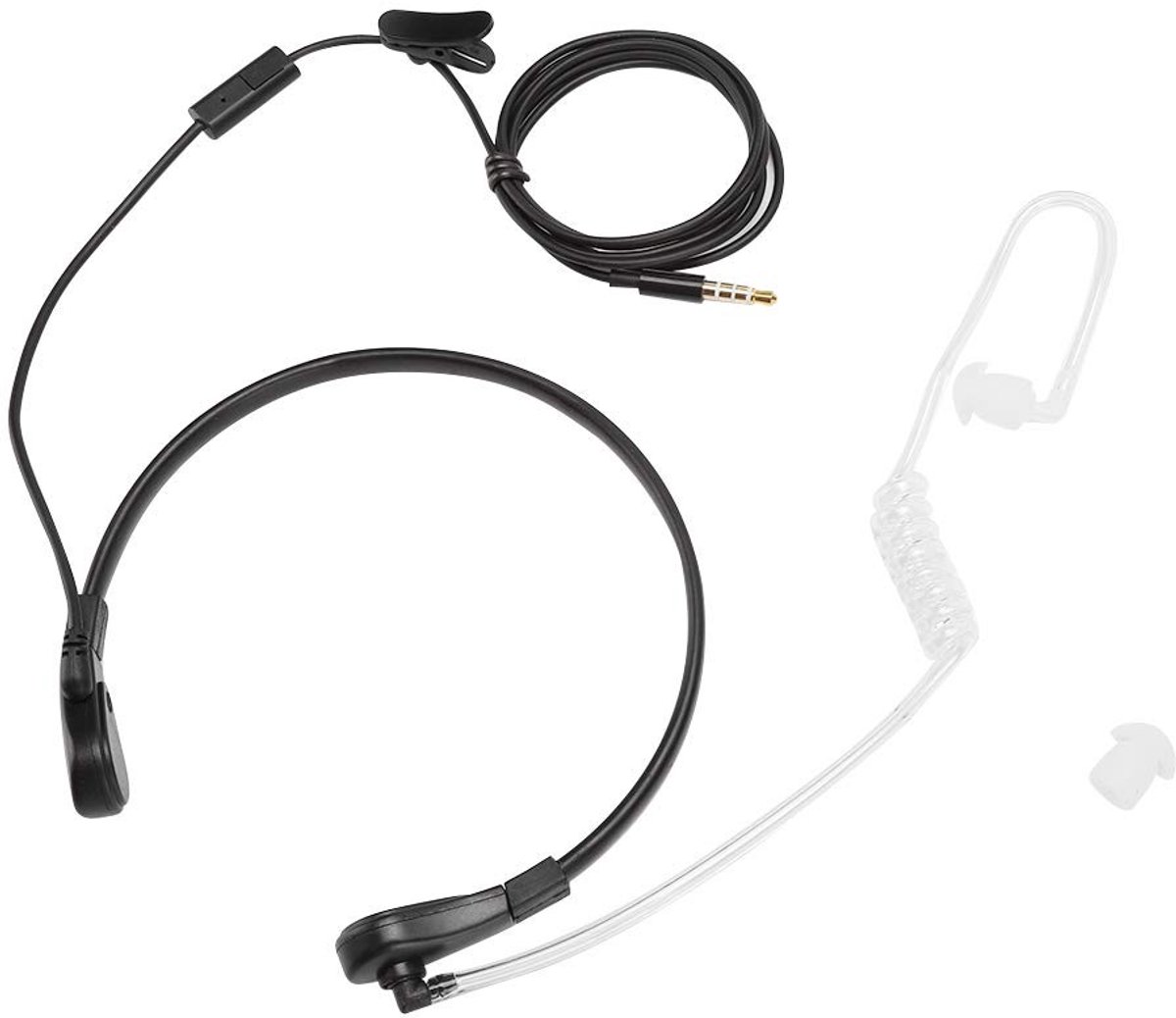 Allecto - Keelmicrofoon Oortelefoon - Stralingsbescherming - Verstelbare - Zachte Geluidsbuis - 3,5 mm-interface - Voor Smartphone