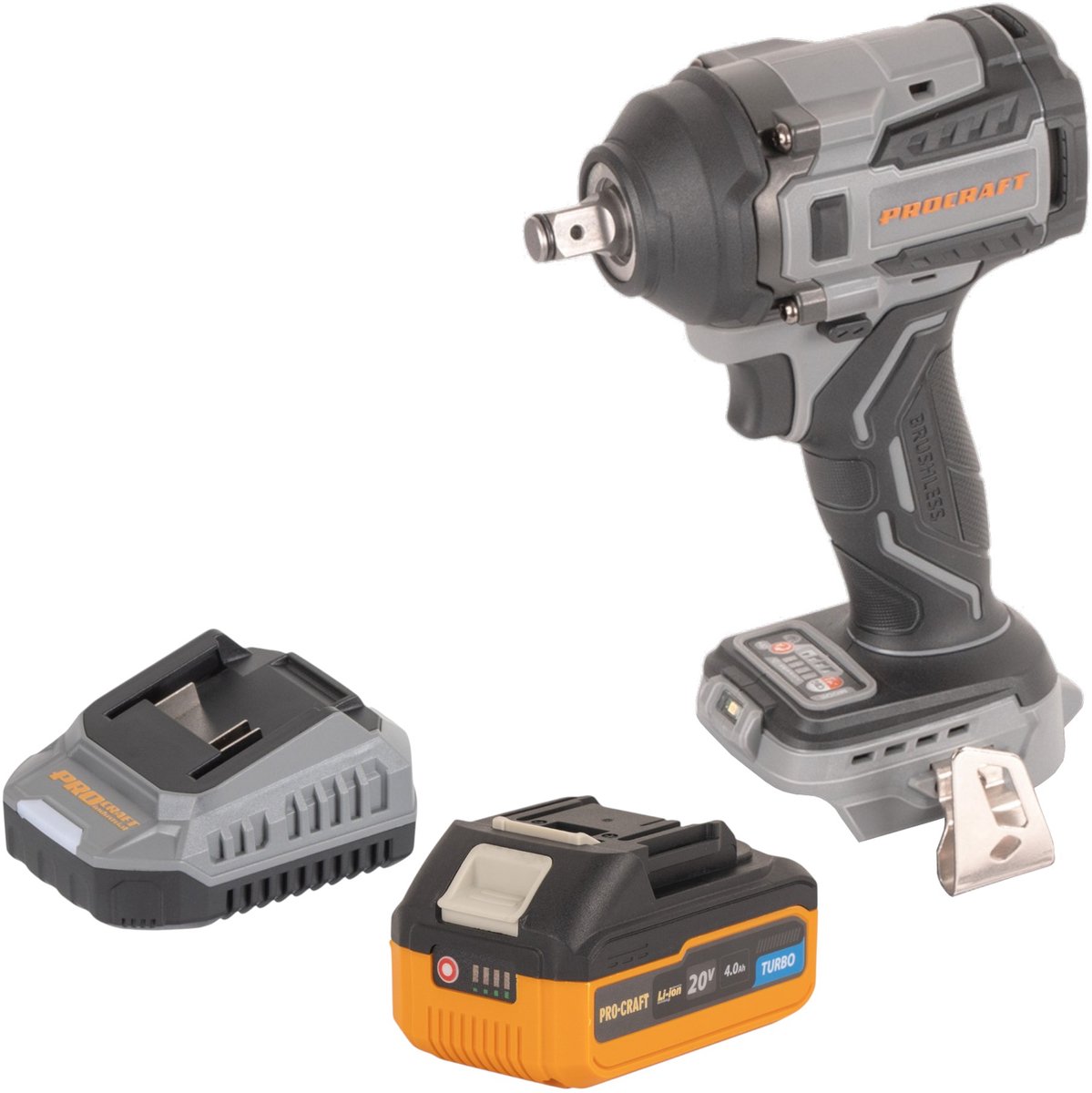 Procraft Industrial IW550Abb accu slagmoersleutel 20 V 550 Nm 1/2" + 1x accu 4,0 Ah + oplader