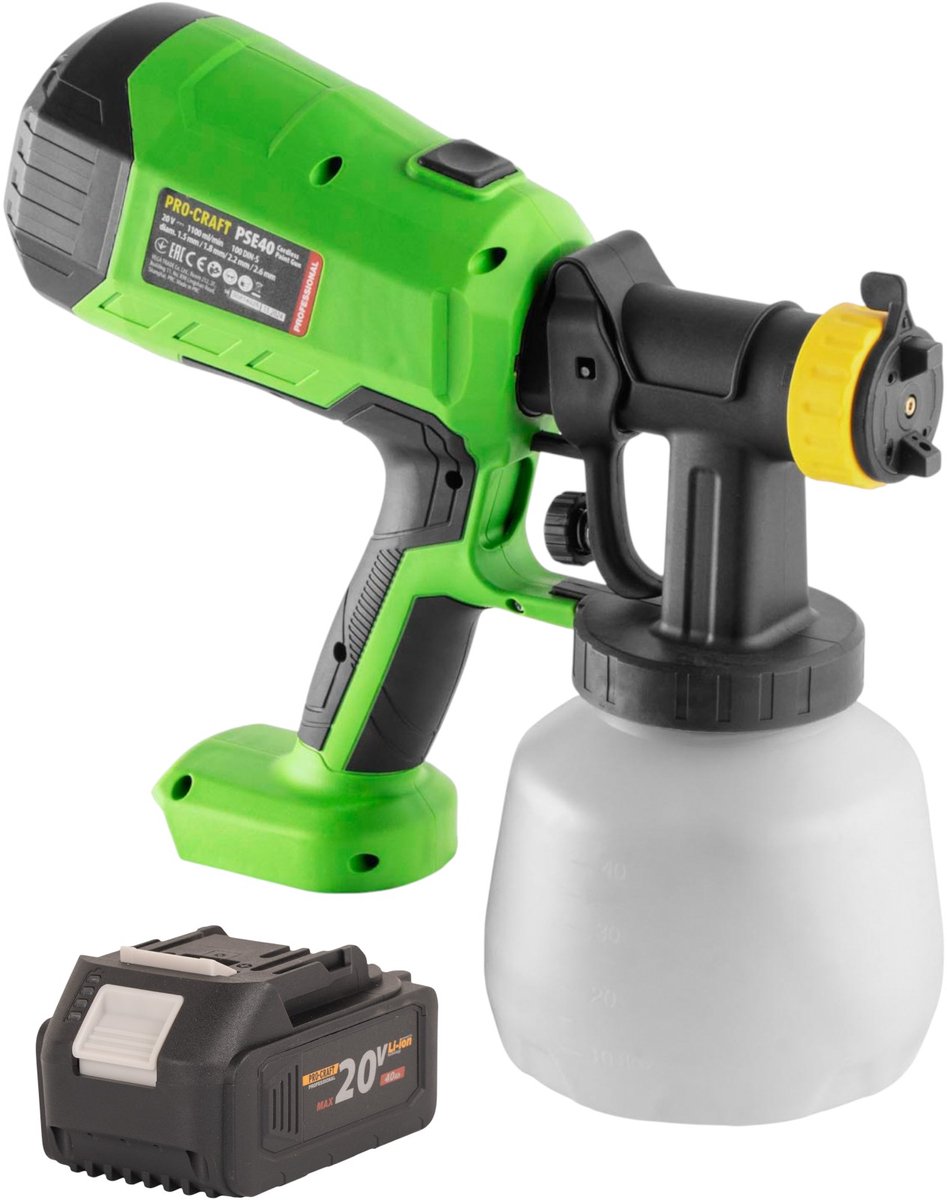 Procraft PSE40bb accu verfspuitpistool 20 V + 1x accu 4,0 Ah - zonder oplader