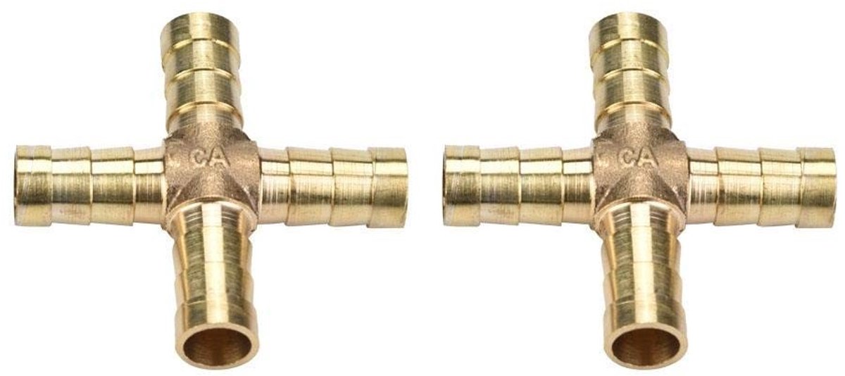 Allecto - 4 Weg Koppeling - Koper - Duurzaam en Roestvrij - Universele Aansluiting - Voor Water, Lucht en Gas - 5 Stuks - 10 mm