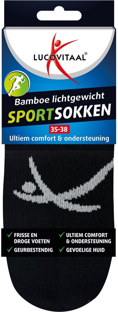Lucovitaal Sportsokken Bamboe Zwart 35-38