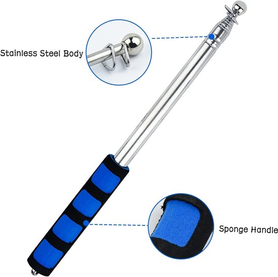Telescopische Vlaggenmastset - 2 Stuks - Uitschuifbare Stok met 8 Clips - Handheld Vlaggenmasten - Vlaggen Ophangen - voor reisleiders, camping, leraren, excursies, wedstrijden - 2,5 m van Merkloos	 — afbeelding 5