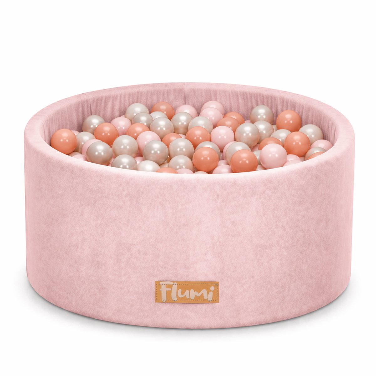 Flumi - Schuim Kinder Ballenbad - Inclusief 200 Ballen - Afneembare Hoes - Poederroze met Perzikkleurige Ballen
