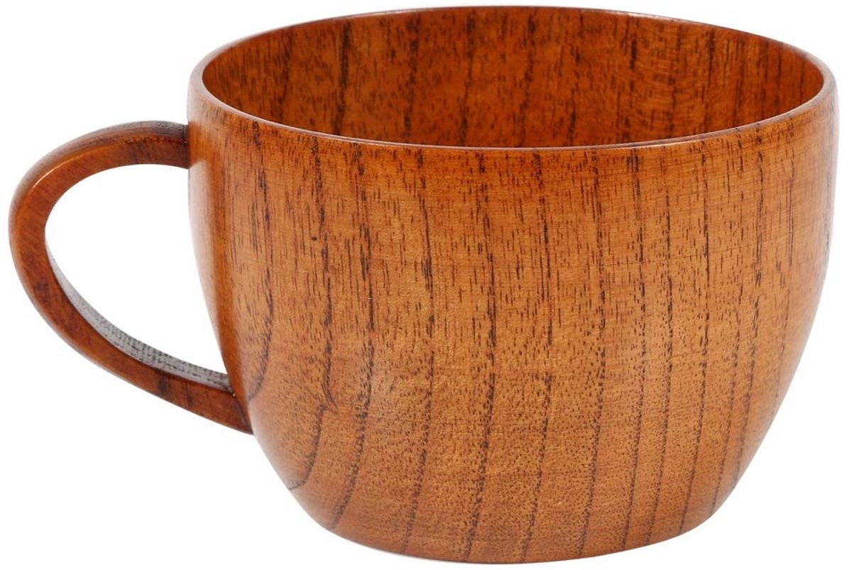 Allecto - Waterbeker van natuurlijk hout - Milieuvriendelijk - 9 x 9 x 7 cm - Herbruikbaar - Gezond en elegant - Voor sap en koffie - Houten koffiekop