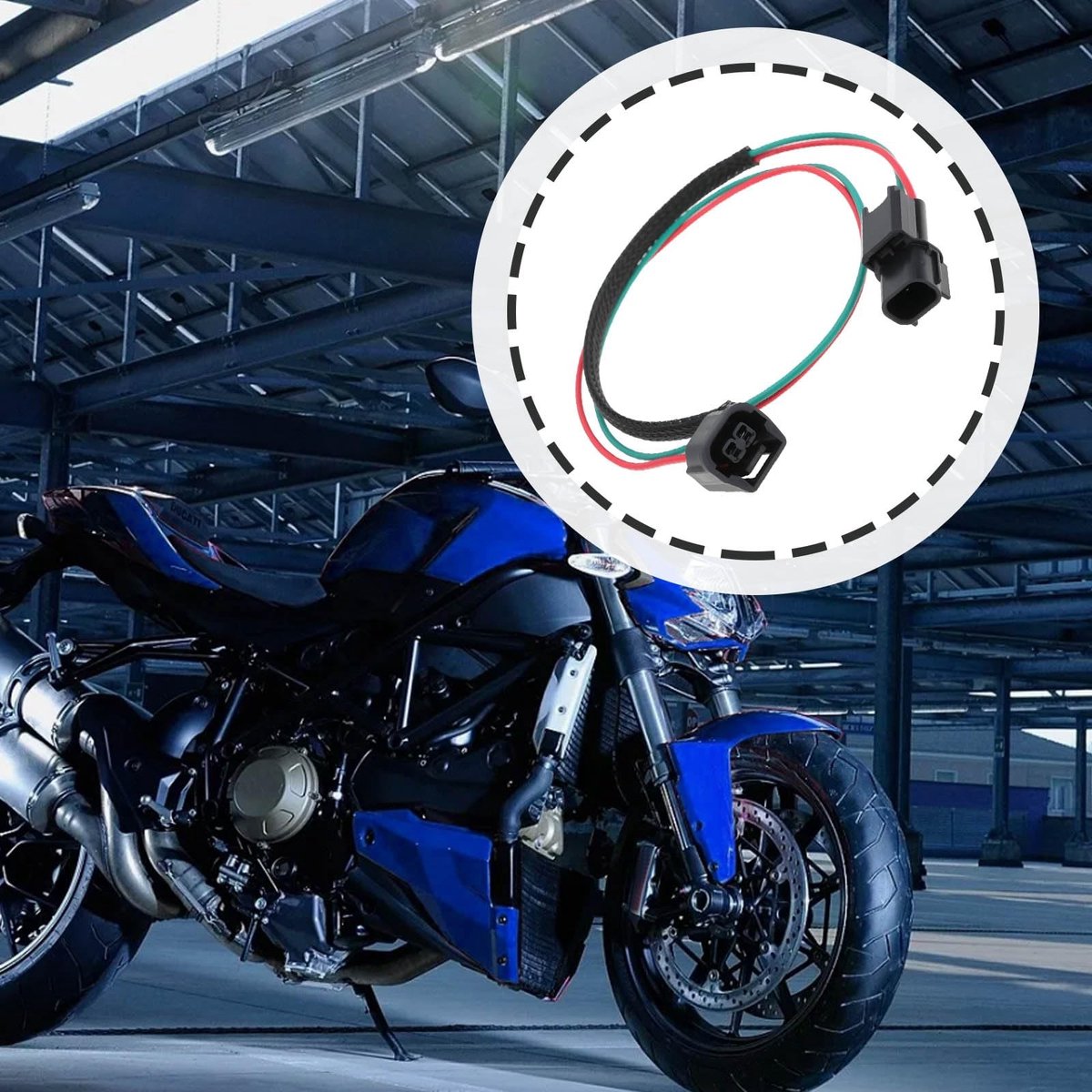 Allecto - Power Geleidende Plug Kabel - 2 Pin - Geschikt voor accessoires - Hoogwaardige kwaliteit - Geschikt voor Honda CRF250L CRF300L - Kleur zwart