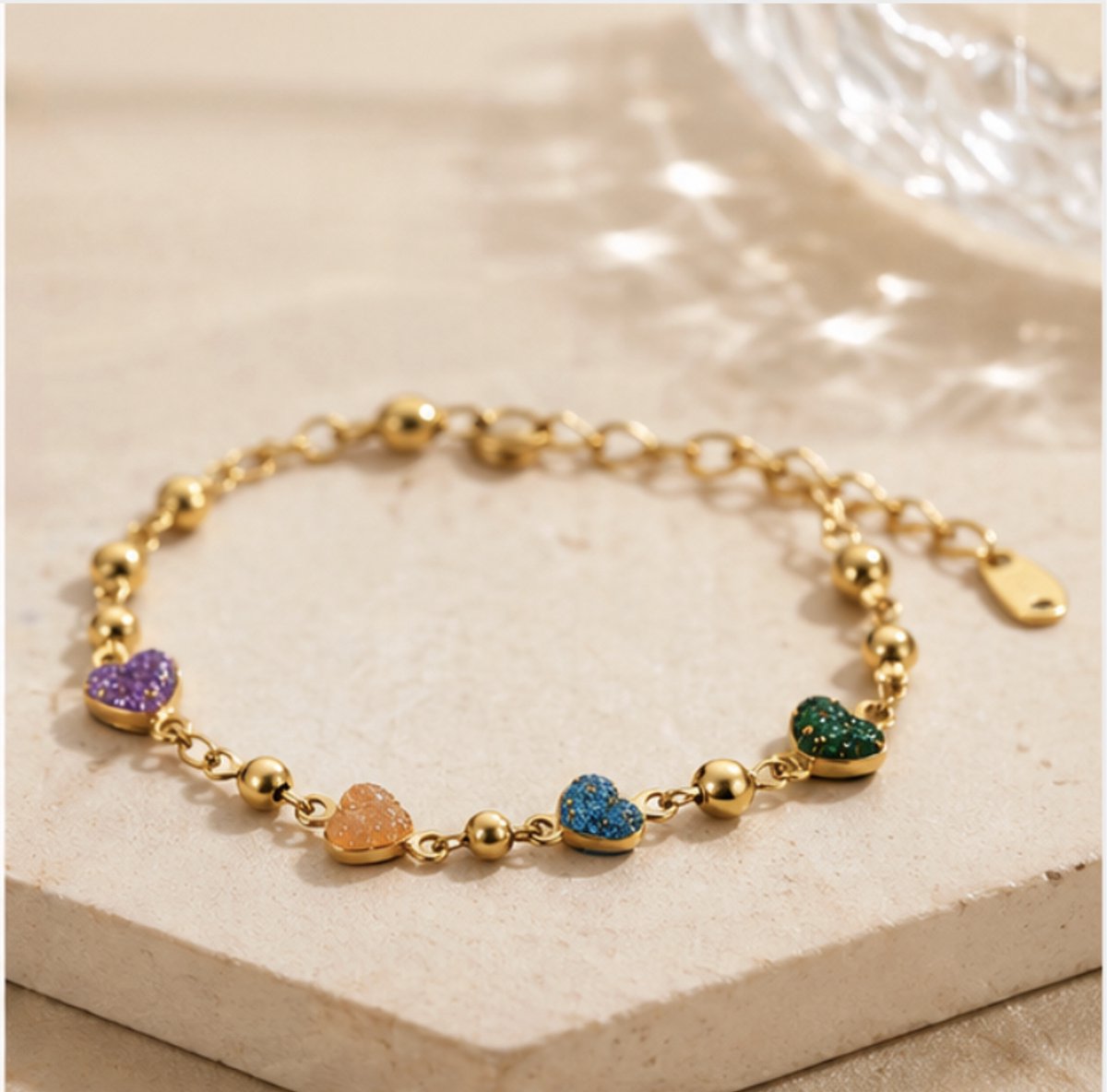 Armband - verguld- Goudkleurig - roestvrij staal - verjaardag cadeau - cadeau - Goudkleurig