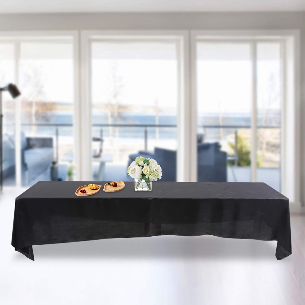 Allecto - Rechthoekig Tafelkleed - Wasbaar - Decoratief - 145 x 320 cm - Zwart - Ideaal voor Bruiloften en Feesten