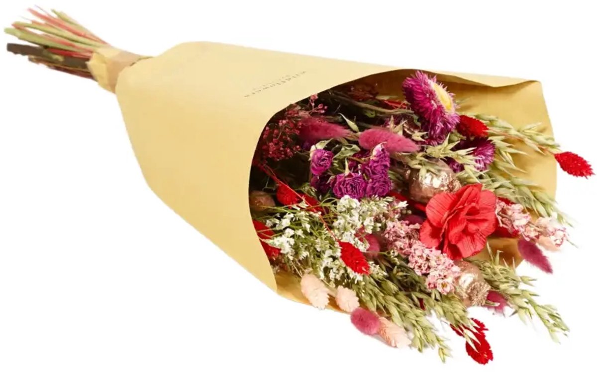 Wildflowers by Floriëtte Field Bouquet - Red Allure - Rood - 50 cm - Droogbloemen - Boeket