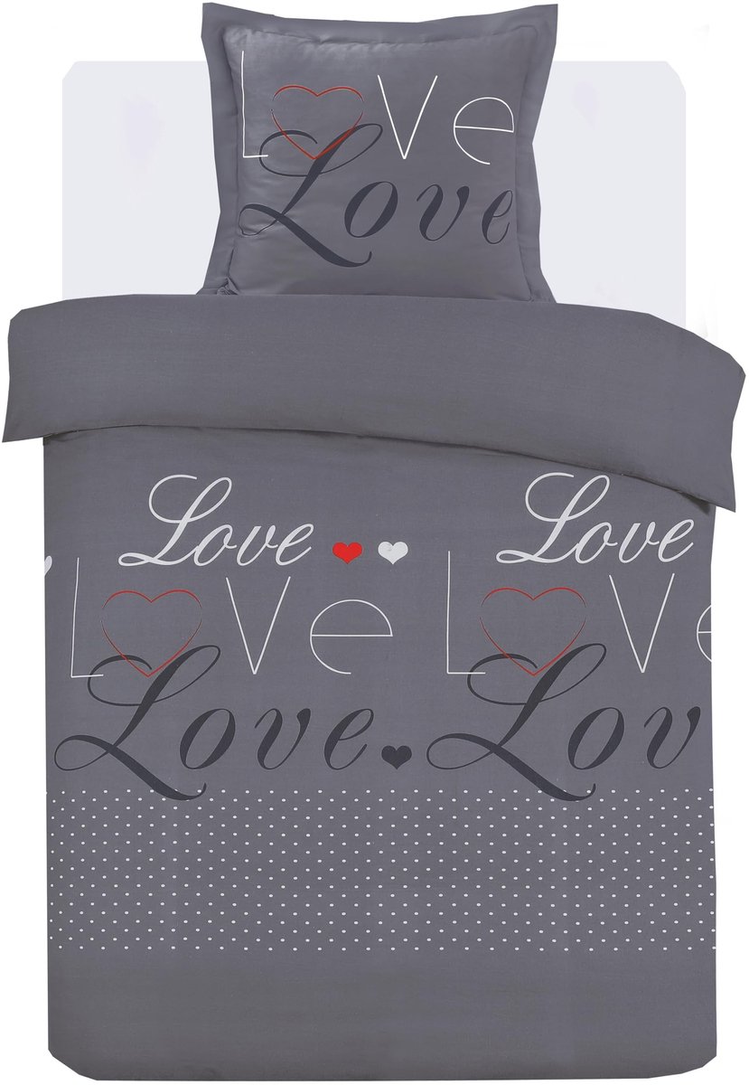 Allecto - Dekbedovertrek - Beddengoed - Antraciet - Katoen - Voor eenpersoonsbed - Inclusief kussensloop