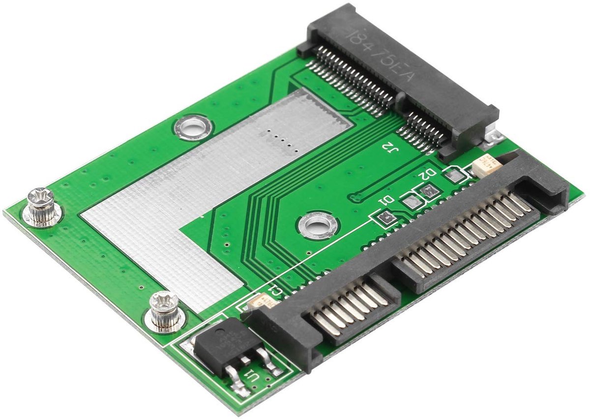 Allecto - mSATA naar SATA 2.5 Converter - SSD Riser Card - 50mm Formaat - Ideaal voor Mini PC - Snel en Betrouwbaar - Geschikt voor Upgrade - Compa...