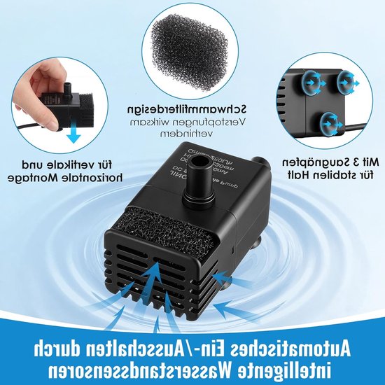 Mini automatische onderwaterpomp met water sensor, 2.5m slang en terugslagklep, 280 L/h voor airconditioning, ontvochtiger en keldergebruik van Merkloos — afbeelding 4