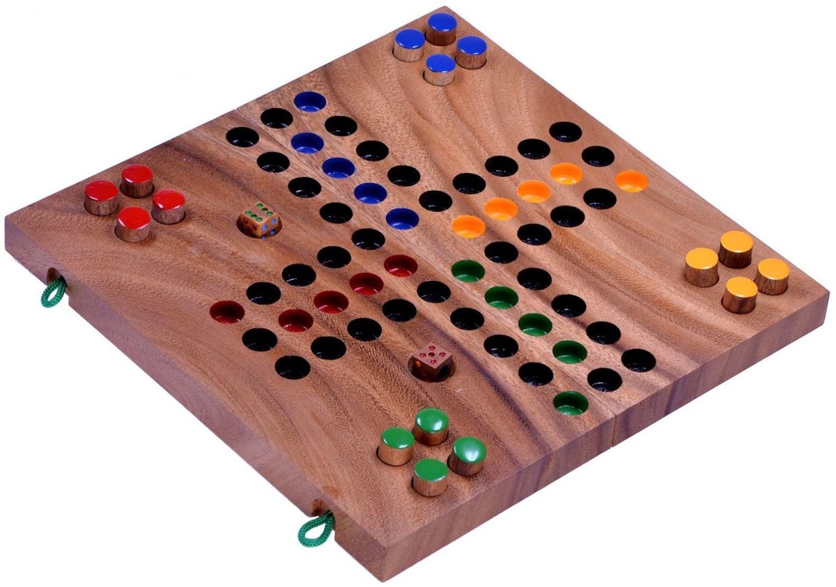 Ludo – Mens erger je Niet – Handgemaakt Houten Bordspel voor 4 Spelers | Klassiek Gezelschapsspel | Cadeau voor het Gezin | Uit de Oude Doos