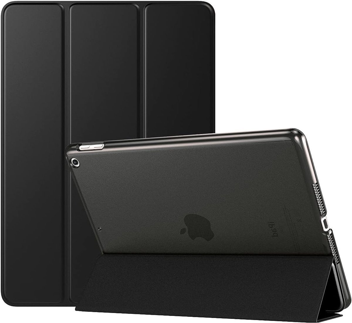 Slimme en Transparante Hardcase voor iPad 10.2 inch - Bescherming voor 9e, 8e en 7e Generatie met Stand, Zwart