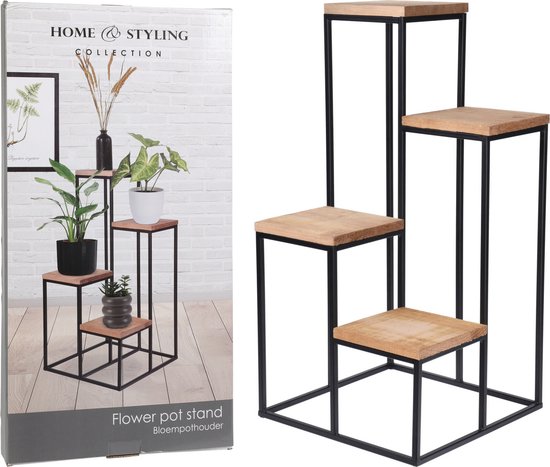 Support à plantes en métal 4 niveaux 69 cm - Support à plantes pour Pots de fleurs