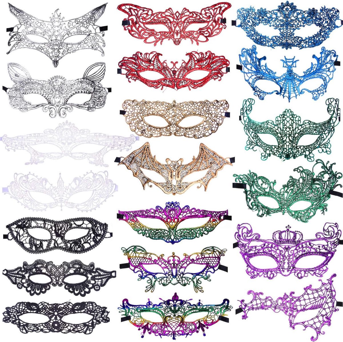 20 Stuks Leren Venetiaanse Maskers voor Vrouwen - Ideaal voor Feestjes, Avonden, Prom en Bachelorette Party's in 9 Kleuren