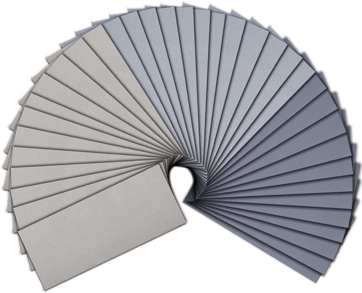 Schuurpapier Set - Schuurvellen Nat Droog - Fijn Afwerken - Hoge Grit Assortiment - 36 Stuks - Grijs